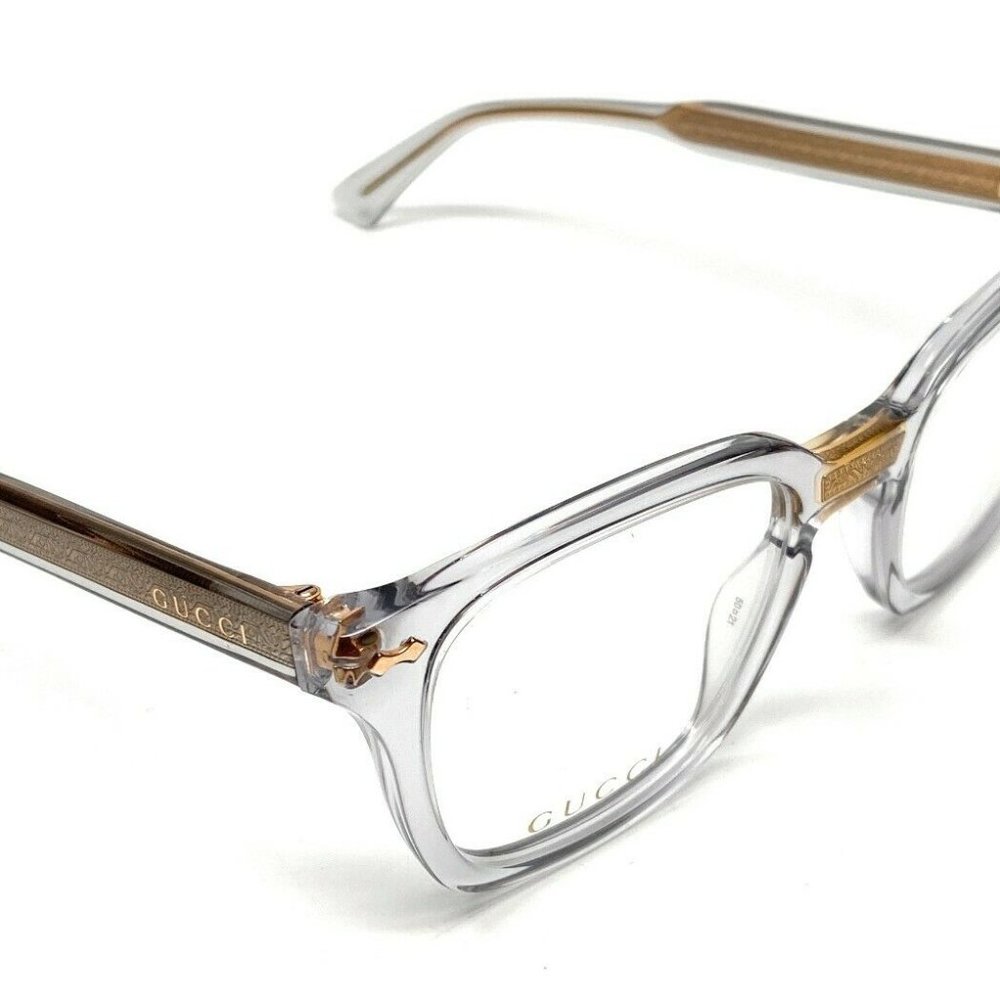 Gucci Clear Frame with Gold Accents Men’s Glasses